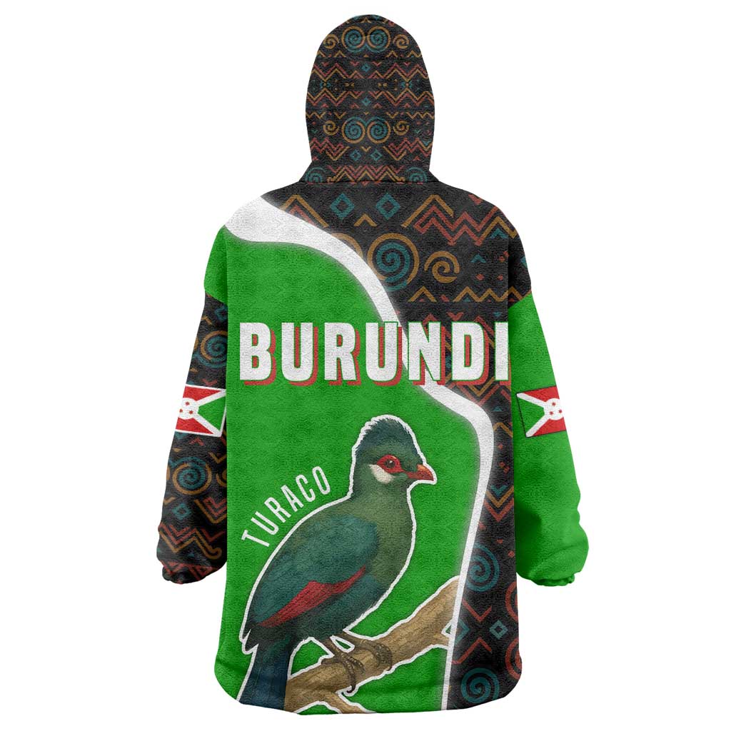 Burundi Turaco Kid Wearable Blanket Hoodie with National Bird and Flag Pattern