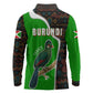 Burundi Turaco Long Sleeve Polo Shirt with National Bird and Flag Pattern