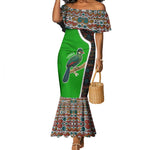 Burundi Turaco Mermaid Dress with National Bird and Flag Pattern