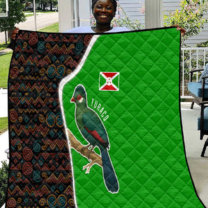 Burundi Turaco Quilt with National Bird and Flag Pattern