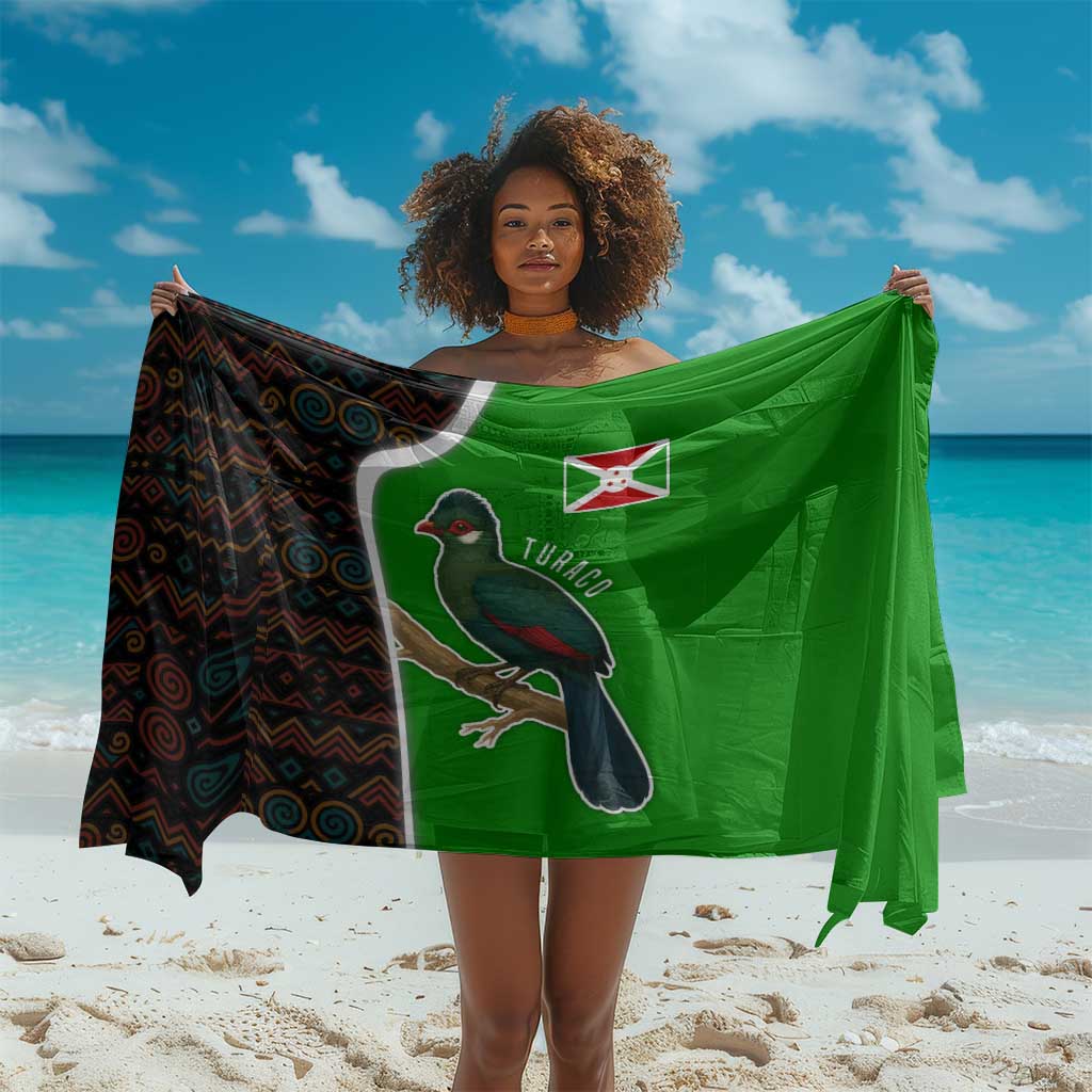 Burundi Turaco Sarong with National Bird and Flag Pattern