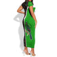 Burundi Turaco Short Sleeve Bodycon Dress with National Bird and Flag Pattern