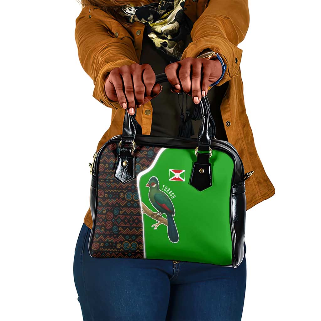 Burundi Turaco Shoulder Handbag with National Bird and Flag Pattern