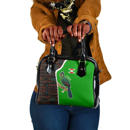 Burundi Turaco Shoulder Handbag with National Bird and Flag Pattern