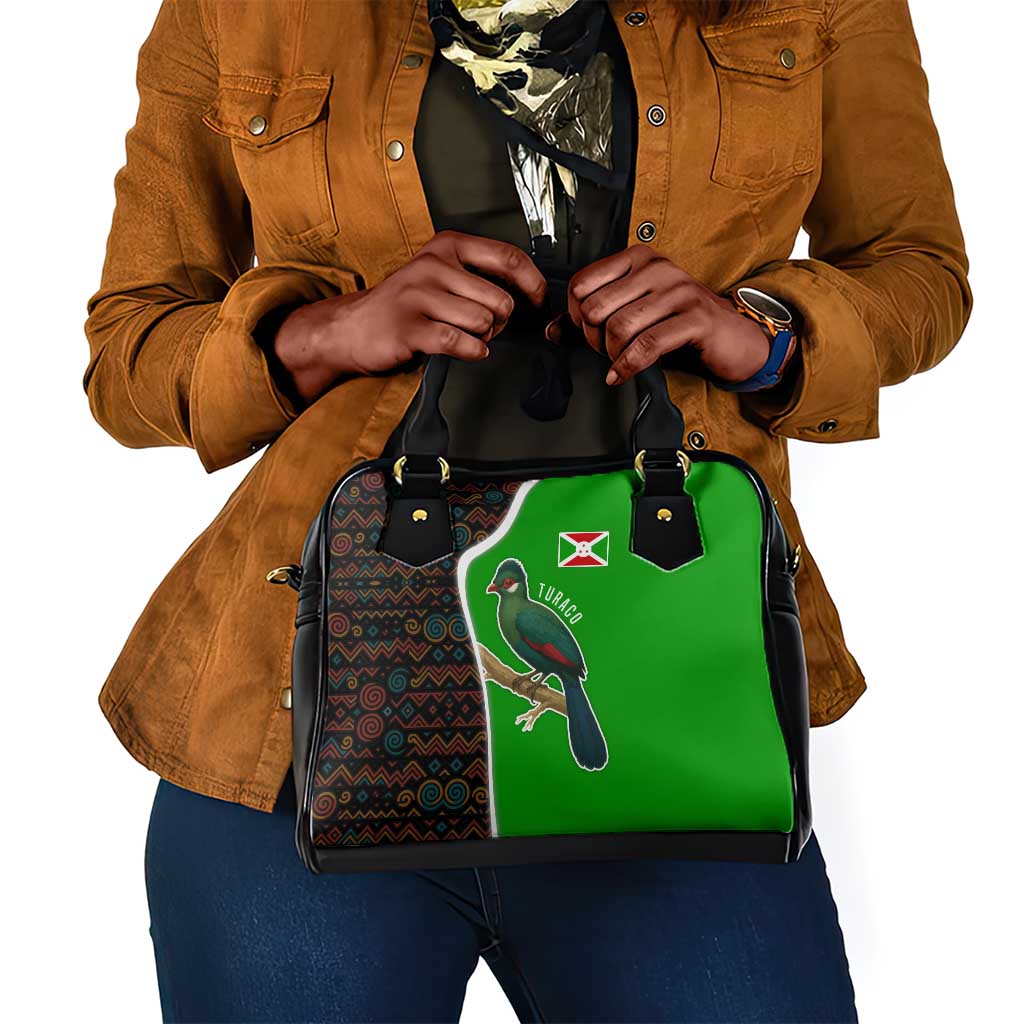 Burundi Turaco Shoulder Handbag with National Bird and Flag Pattern