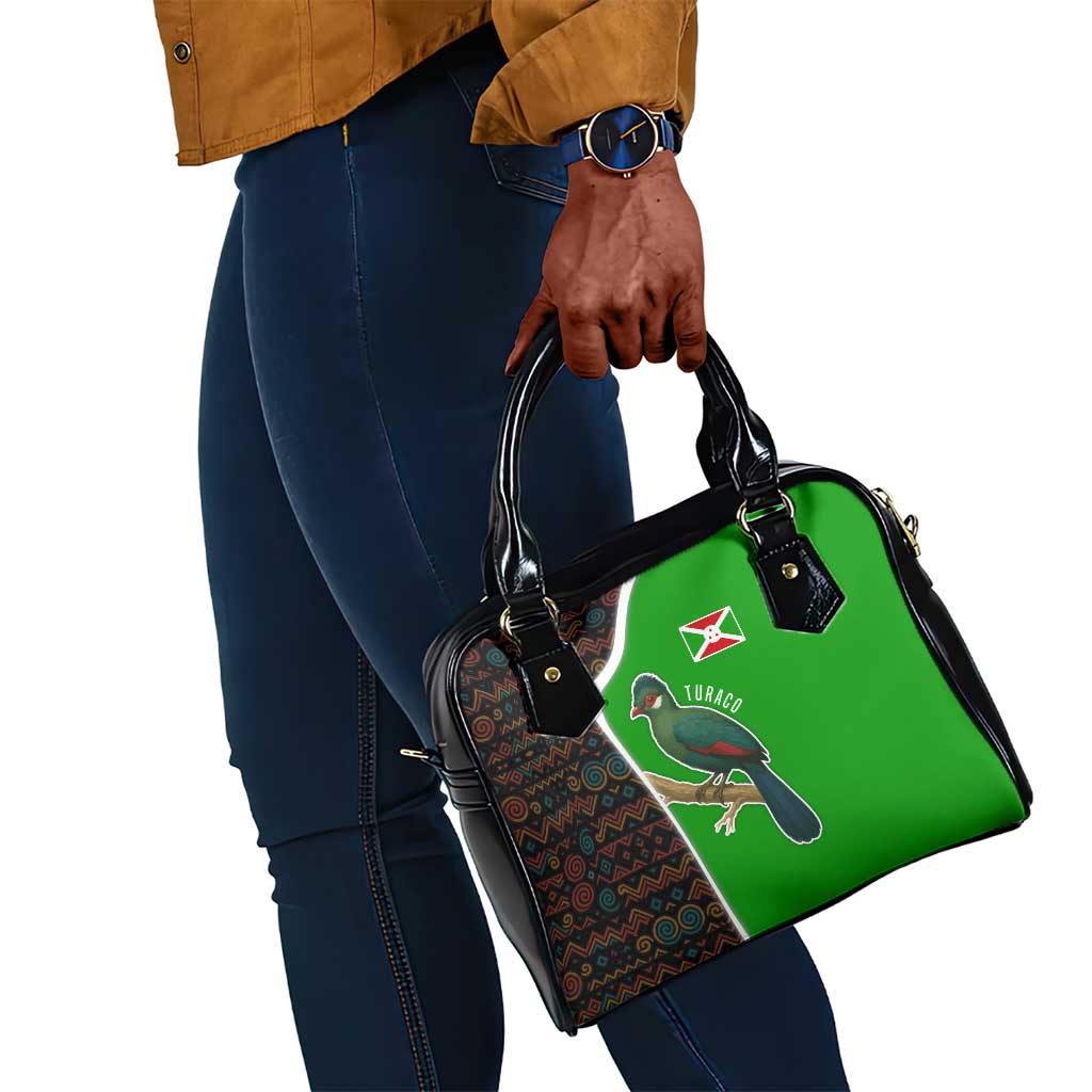 Burundi Turaco Shoulder Handbag with National Bird and Flag Pattern