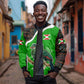 Burundi Turaco Sleeve Zip Bomber Jacket with National Bird and Flag Pattern
