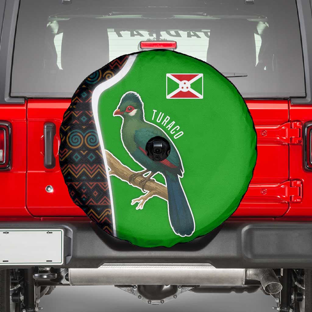 Burundi Turaco Spare Tire Cover with National Bird and Flag Pattern