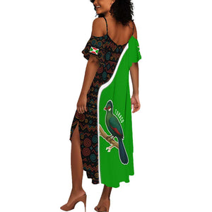 Burundi Turaco Summer Maxi Dress with National Bird and Flag Pattern