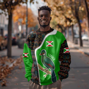 Burundi Turaco Sweatshirt with National Bird and Flag Pattern