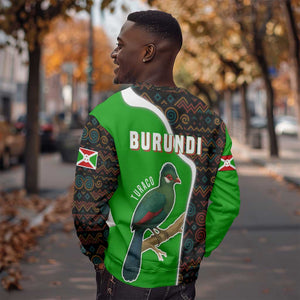 Burundi Turaco Sweatshirt with National Bird and Flag Pattern