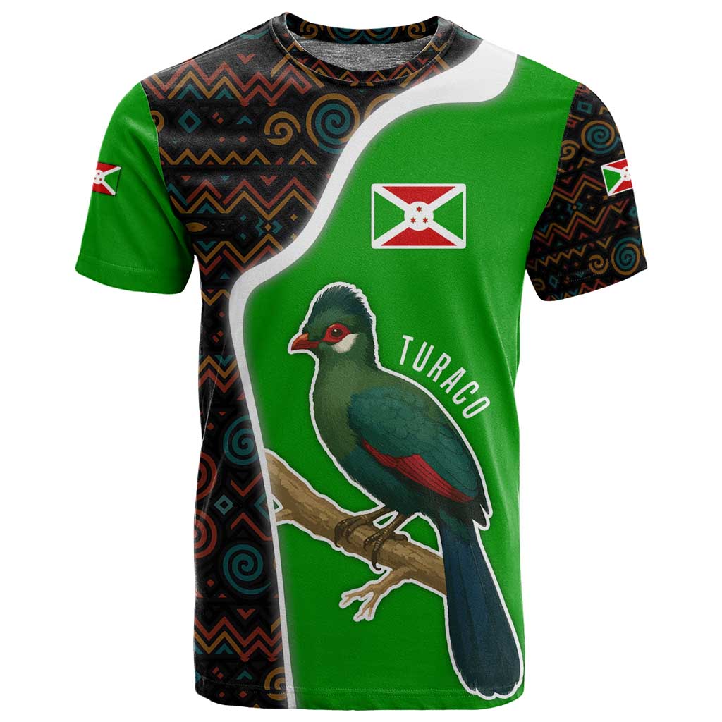 Burundi Turaco T shirt with National Bird and Flag Pattern