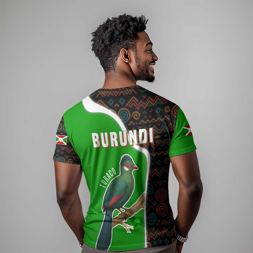 Burundi Turaco T shirt with National Bird and Flag Pattern