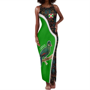 Burundi Turaco Tank Maxi Dress with National Bird and Flag Pattern