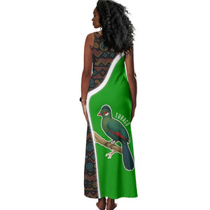 Burundi Turaco Tank Maxi Dress with National Bird and Flag Pattern