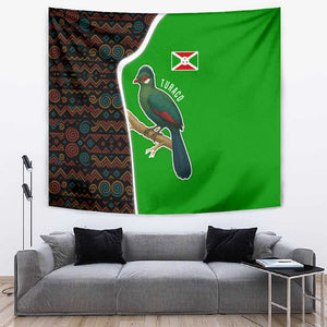 Burundi Turaco Tapestry with National Bird and Flag Pattern