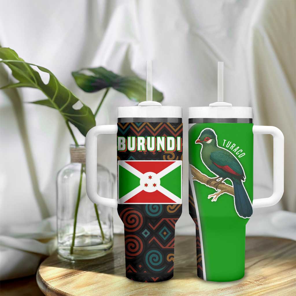 Burundi Turaco Tumbler With Handle with National Bird and Flag Pattern