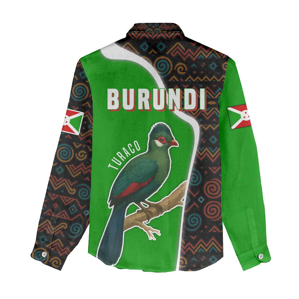 Burundi Turaco Women Casual Shirt with National Bird and Flag Pattern