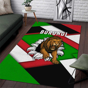 Burundi Roaring Lion Area Rug with National Flag Colors