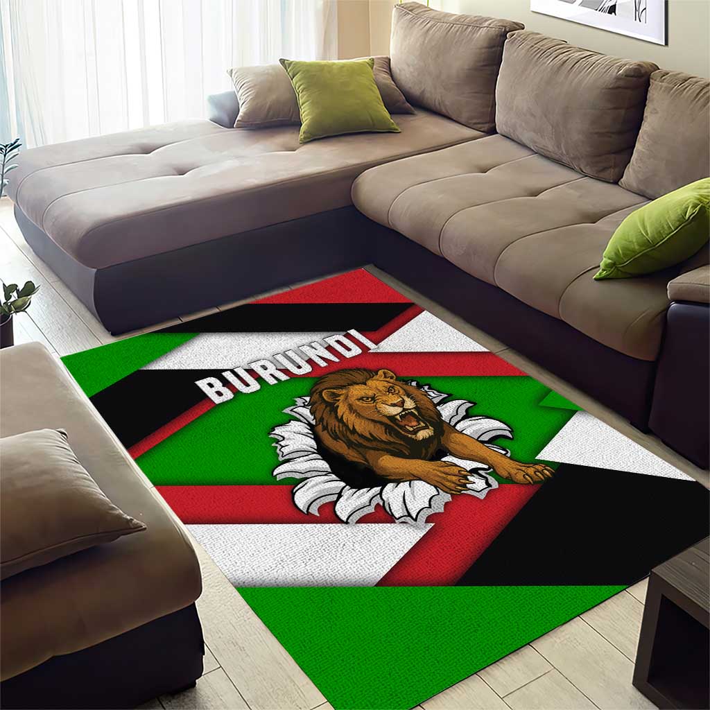 Burundi Roaring Lion Area Rug with National Flag Colors