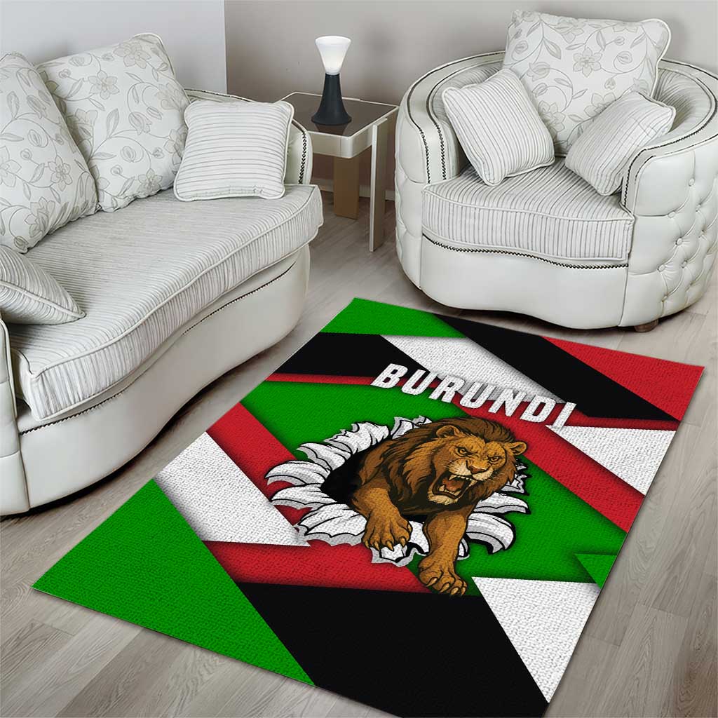 Burundi Roaring Lion Area Rug with National Flag Colors