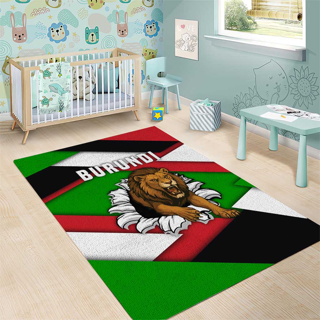 Burundi Roaring Lion Area Rug with National Flag Colors