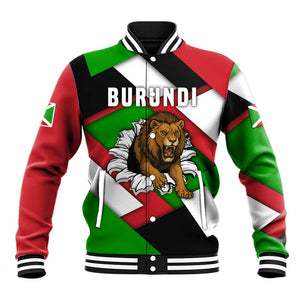 Burundi Roaring Lion Baseball Jacket with National Flag Colors