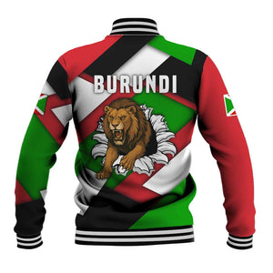 Burundi Roaring Lion Baseball Jacket with National Flag Colors
