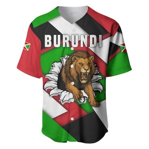 Burundi Roaring Lion Baseball Jersey with National Flag Colors