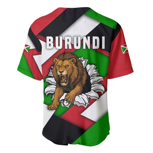 Burundi Roaring Lion Baseball Jersey with National Flag Colors