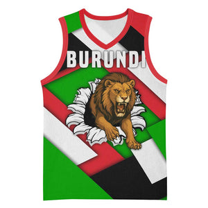 Burundi Roaring Lion Basketball Jersey with National Flag Colors - African Pride