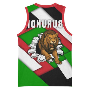 Burundi Roaring Lion Basketball Jersey with National Flag Colors - African Pride