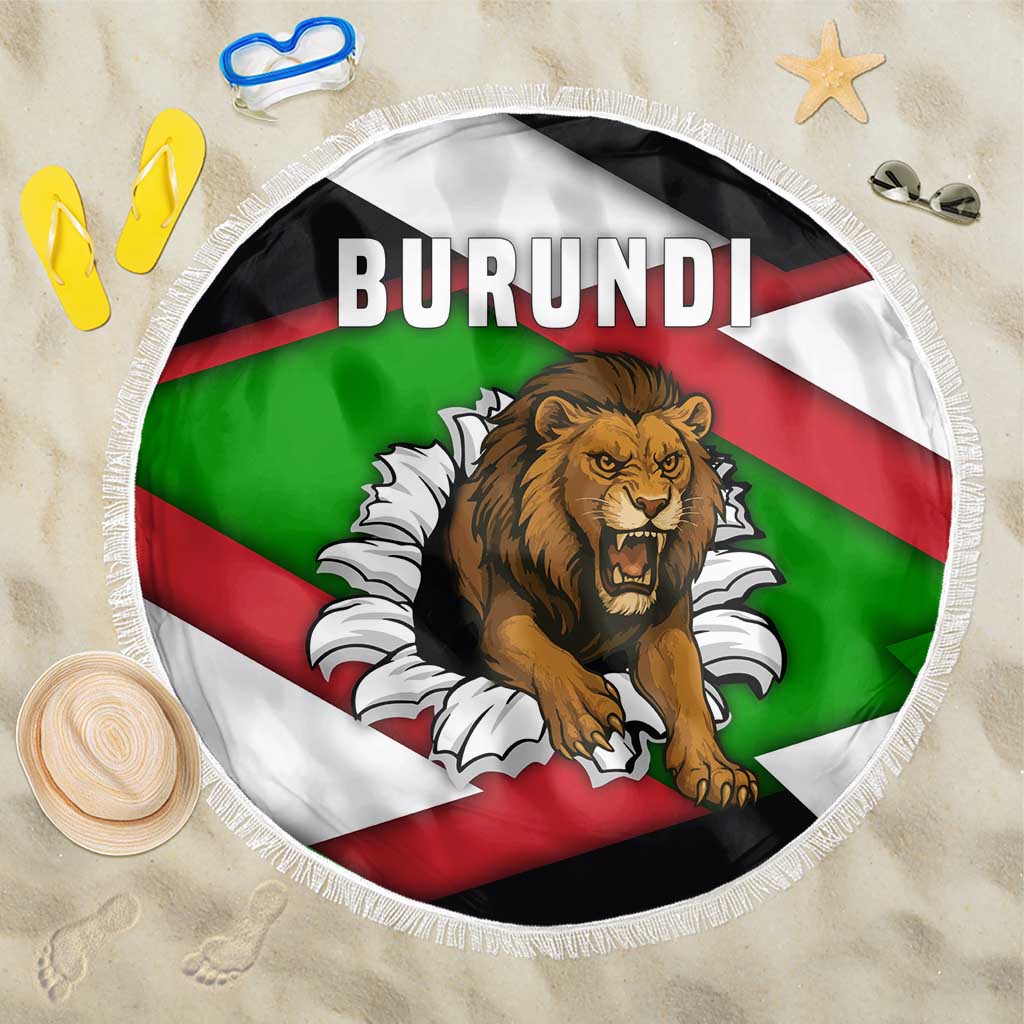Burundi Roaring Lion Beach Blanket with National Flag Colors