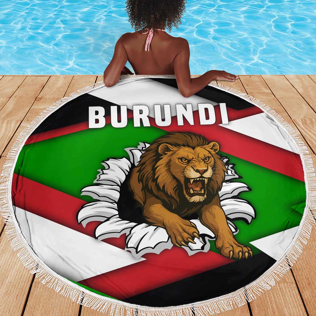 Burundi Roaring Lion Beach Blanket with National Flag Colors