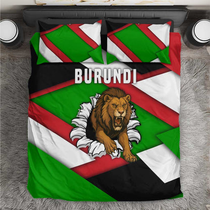 Burundi Roaring Lion Bedding Set with National Flag Colors