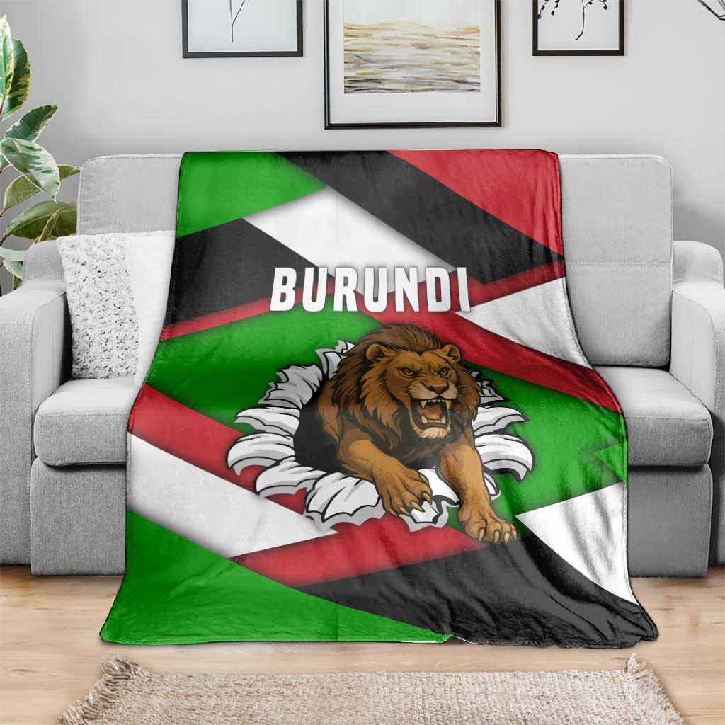 Burundi Roaring Lion Blanket with National Flag Colors