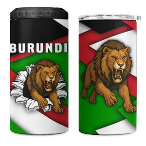 Burundi Roaring Lion 4 in 1 Can Cooler Tumbler with National Flag Colors