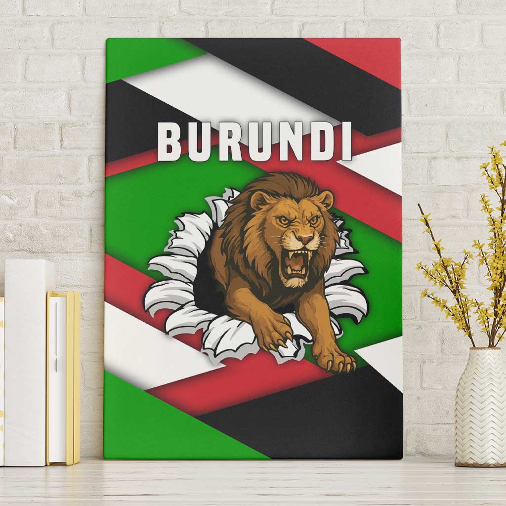 Burundi Roaring Lion Canvas Wall Art with National Flag Colors