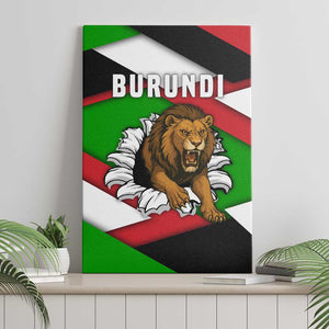 Burundi Roaring Lion Canvas Wall Art with National Flag Colors