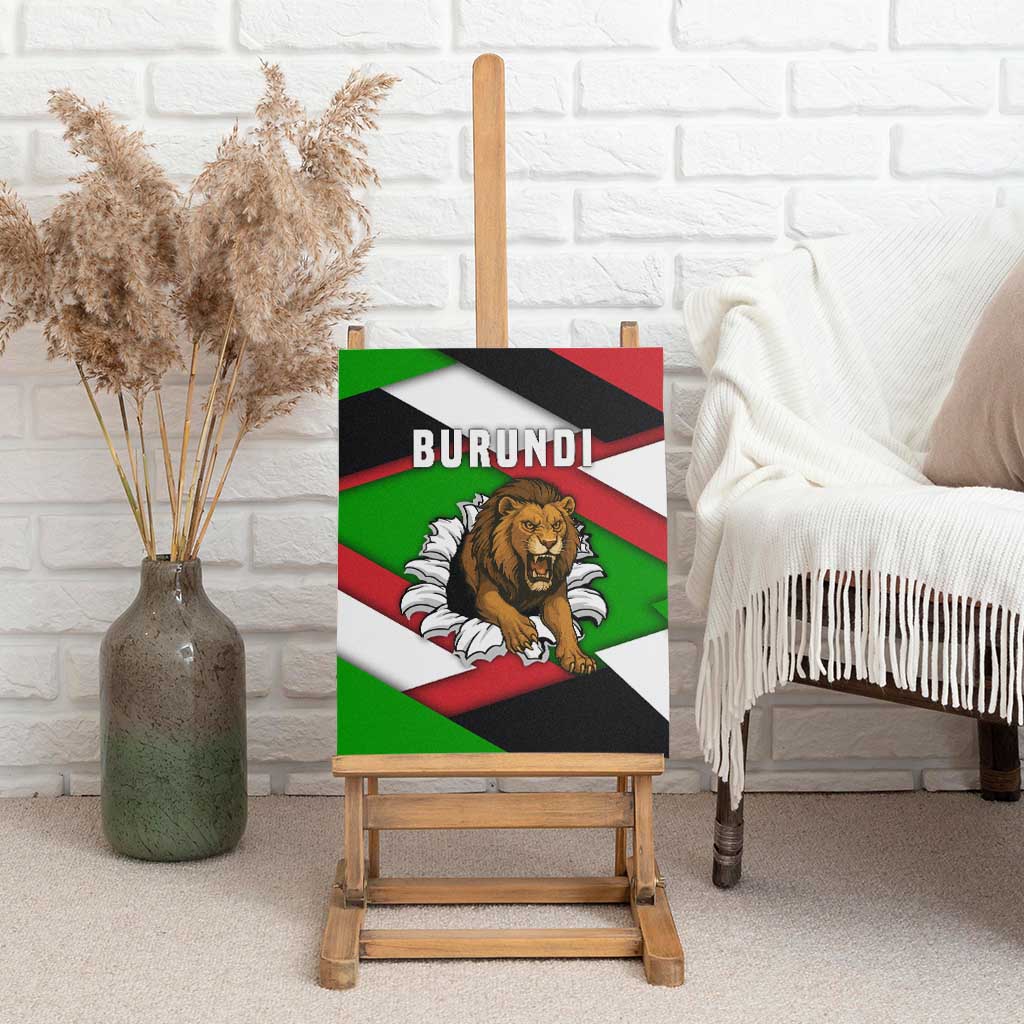 Burundi Roaring Lion Canvas Wall Art with National Flag Colors