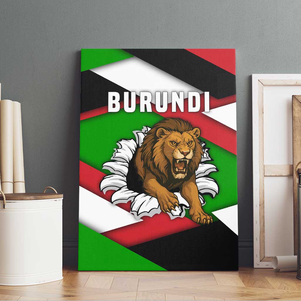 Burundi Roaring Lion Canvas Wall Art with National Flag Colors