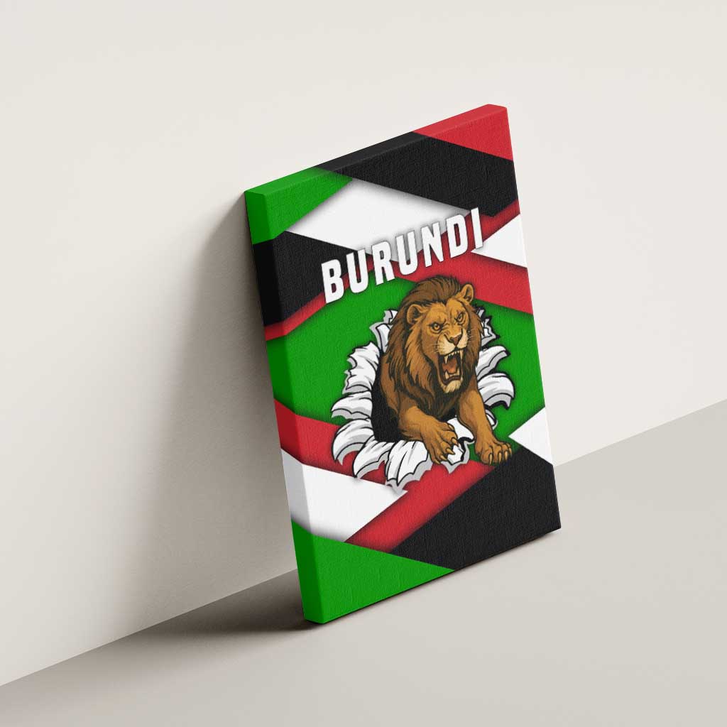 Burundi Roaring Lion Canvas Wall Art with National Flag Colors