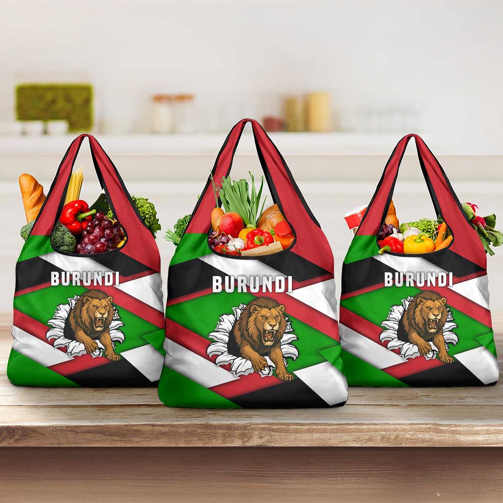 Burundi Roaring Lion Grocery Bag with National Flag Colors