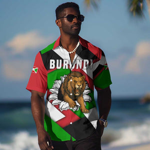 Burundi Roaring Lion Hawaiian Shirt with National Flag Colors