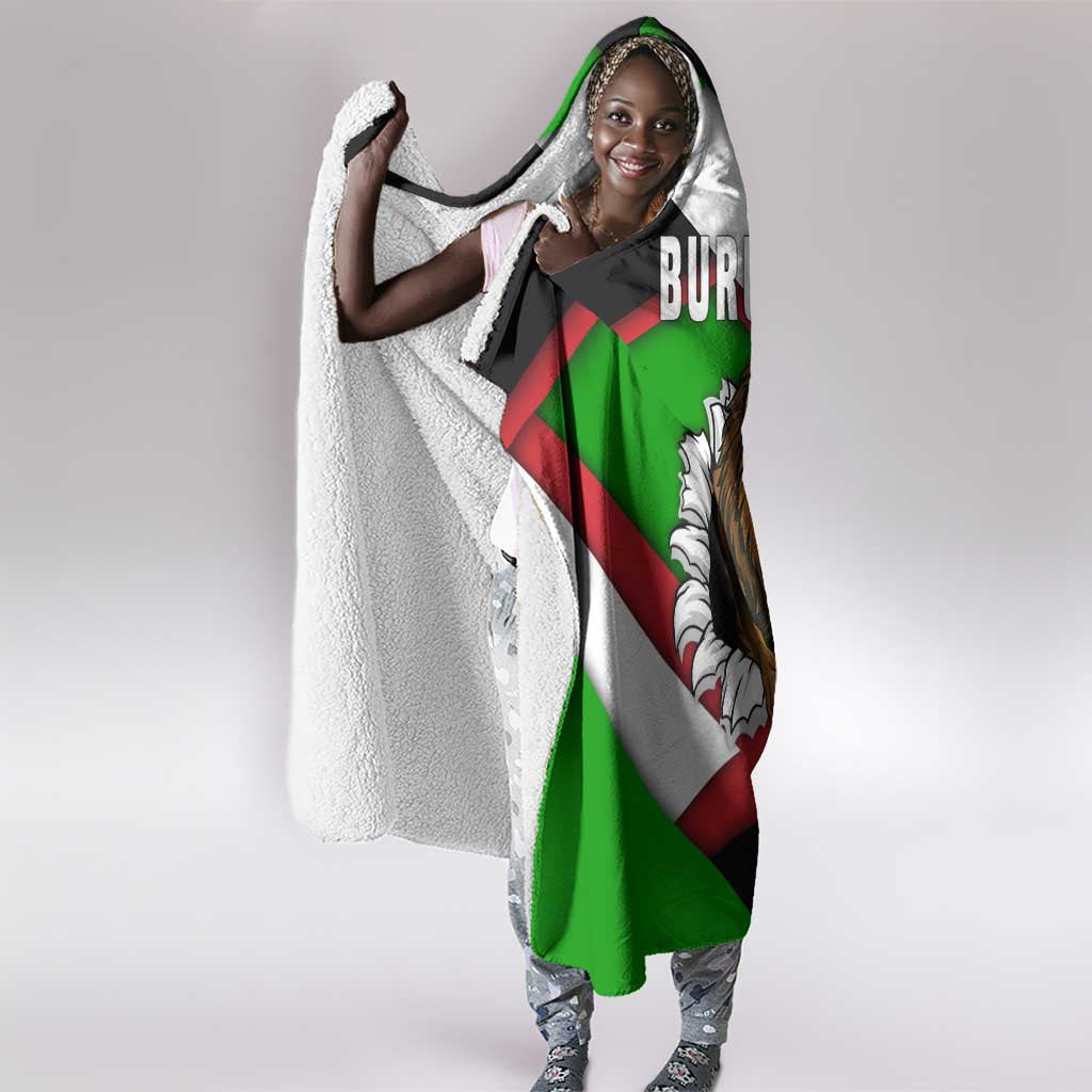 Burundi Roaring Lion Hooded Blanket with National Flag Colors