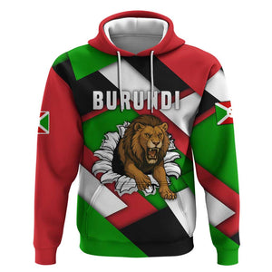 Burundi Roaring Lion Hoodie with National Flag Colors