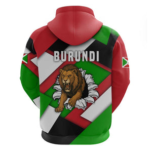Burundi Roaring Lion Hoodie with National Flag Colors