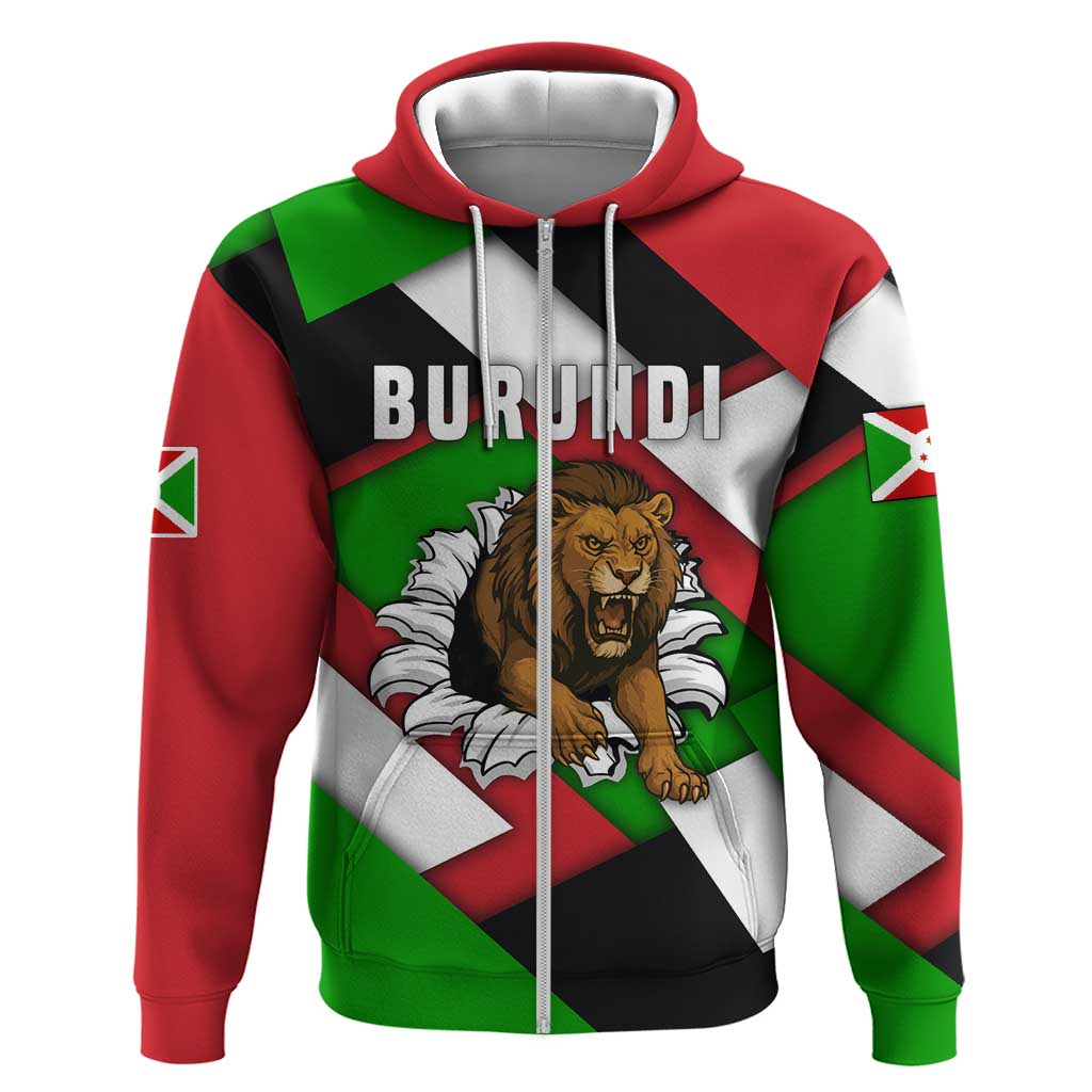 Burundi Roaring Lion Hoodie with National Flag Colors