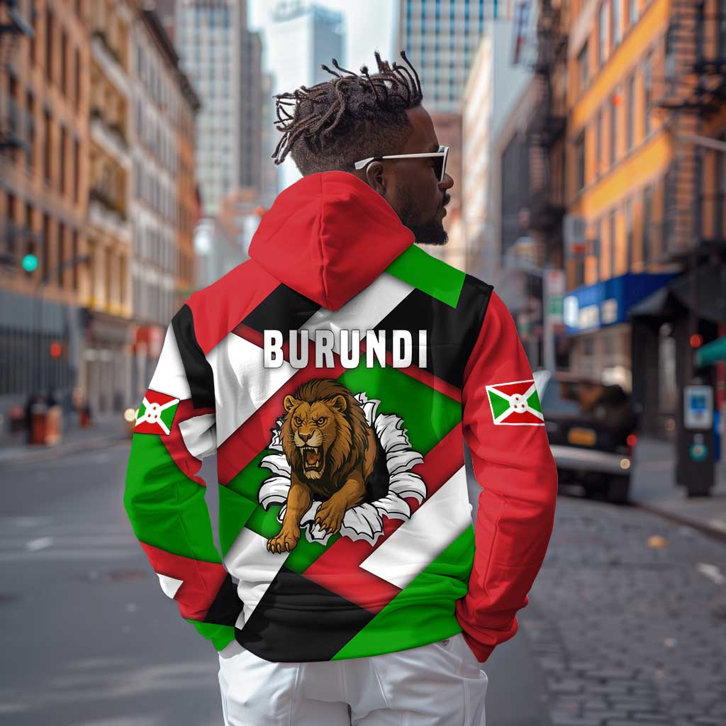 Burundi Roaring Lion Hoodie with National Flag Colors