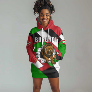 Burundi Roaring Lion Hoodie Dress with National Flag Colors